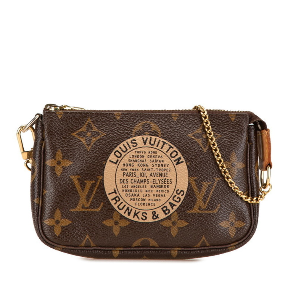 Louis Vuitton Mini Pochette Accessoire TB Pouch Handbag Brown